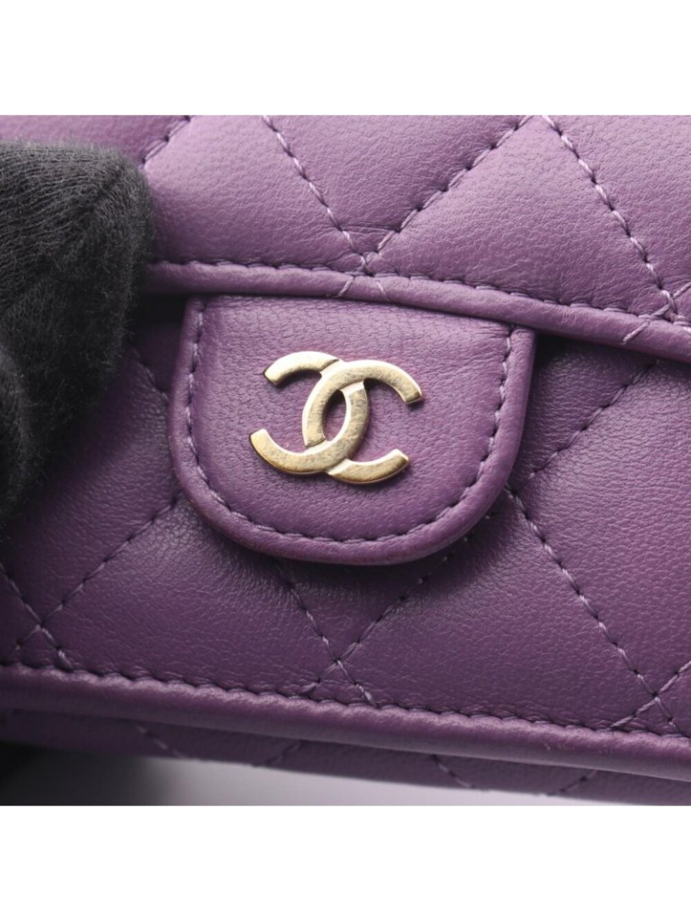 Chanel Trifold Wallet Classic Small Flap Quilted Purple Lambskin - Picture 12 of 12